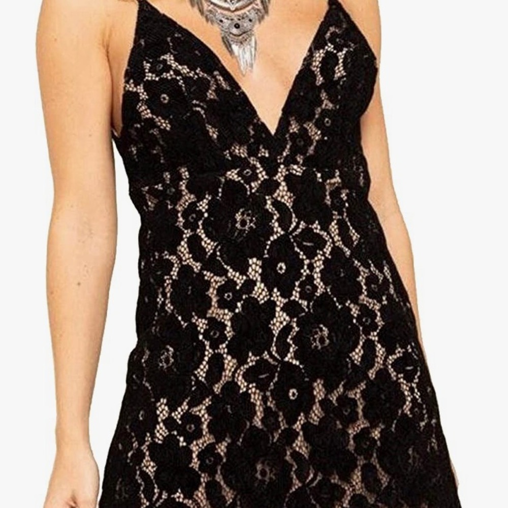 Free People Black Lace Mini Dress